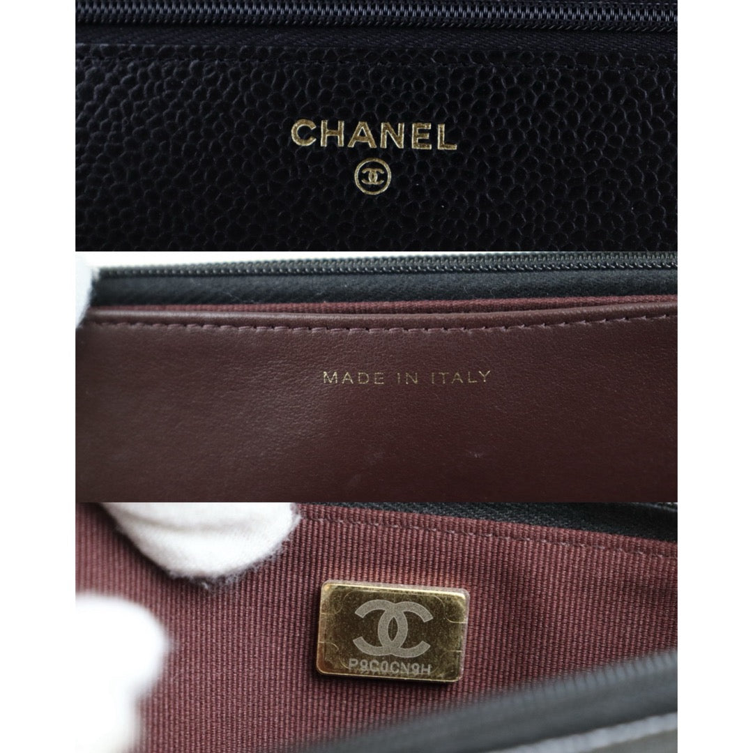 Include Entrupy Certificate of Authenticity｜Very Good ( Rank A)｜CHANEL Caviar Skin WOC Chain Bag Black  IC Chips Model｜S26090704