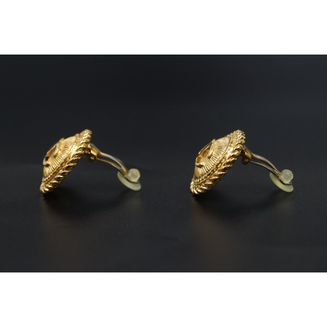 Include Authentic Detective Certificate of Authenticity｜Good ( Rank AB) ｜ CHANEL Coco Mark  Weave Gold Earrings ｜Y26040714