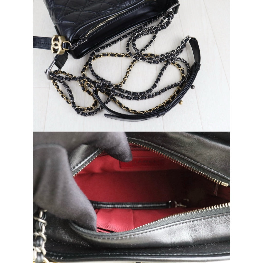 Very Good ( Rank A) ｜CHANEL PM Gabrielle Aged Calfskin Shoulder Bag Black Made in 2018 Year｜S25061201
