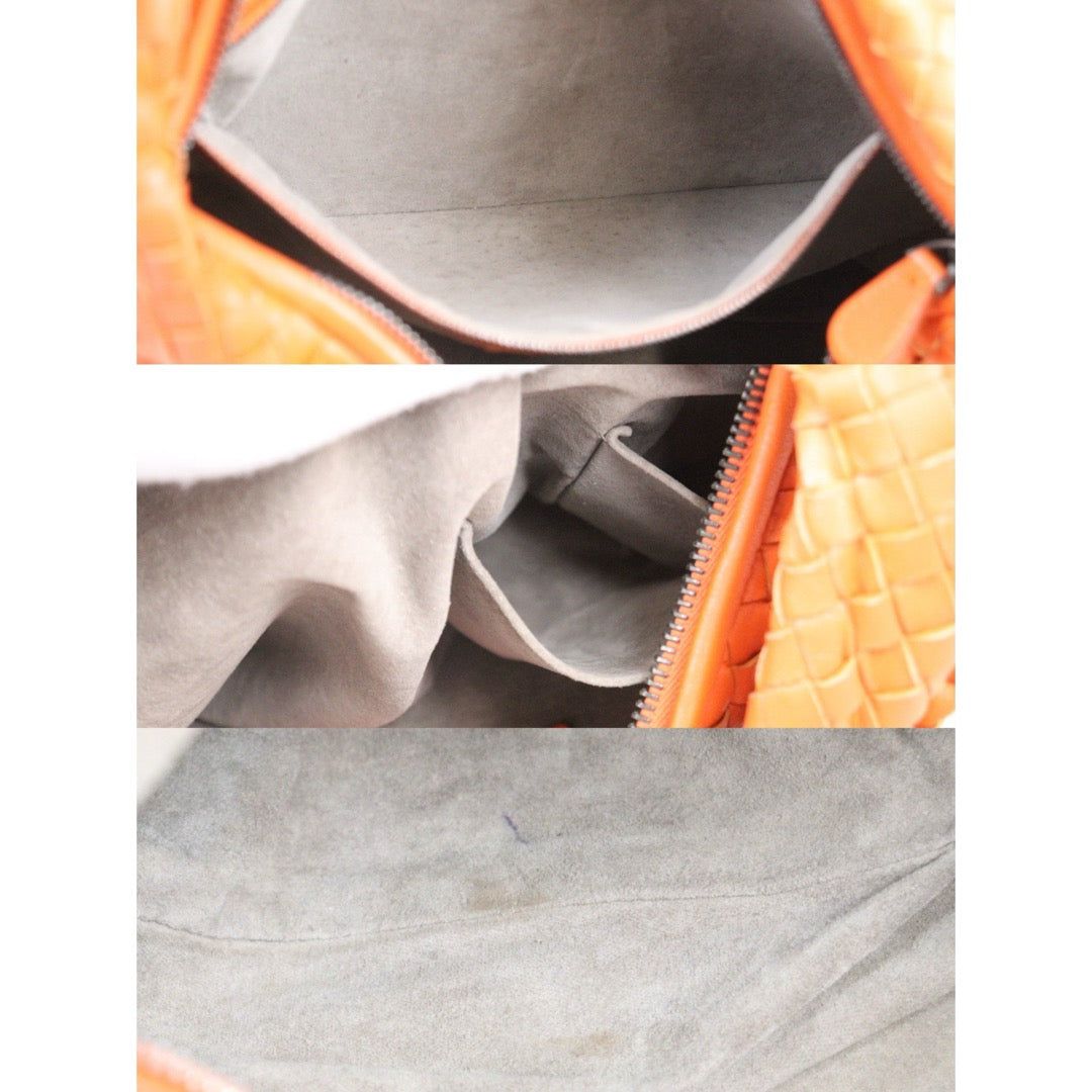 Good ( Rank AB)｜ Bottega Veneta Lamb Skin Braid Shoulder Bag Orange｜P25062704
