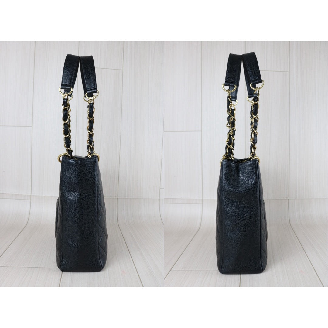 Include Entrupy Certificate of Authenticity｜Very Good ( Rank A)｜ CHANEL Matrasse PST Chain Tote Bag Caviar Skin Black  Made In 2003-2004 Year｜S26073111
