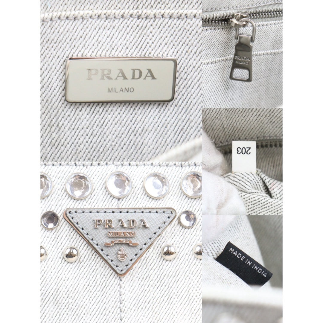 Rank AB ｜ PRADA Canvas Handbag Shoulder Bag White｜Q24030511