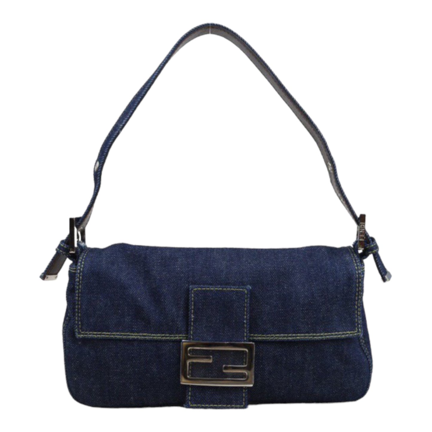 Rank A｜ FENDI Blue Denim  Mamma Baguette Shoulder Bag ｜V23122129