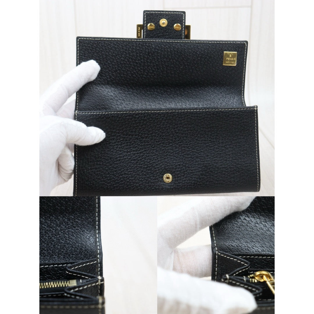 Very Good ( Rank A) ｜ FENDI Leather Calf Black Long Wallet  ｜24120504