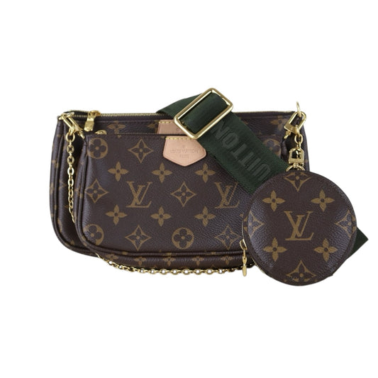 Include Entrupy Certificate of Authenticity｜Very Good ( Rank A)｜ Louis Vuitton Monogram Multi Pochette Accessoire Khaki｜Z26092911