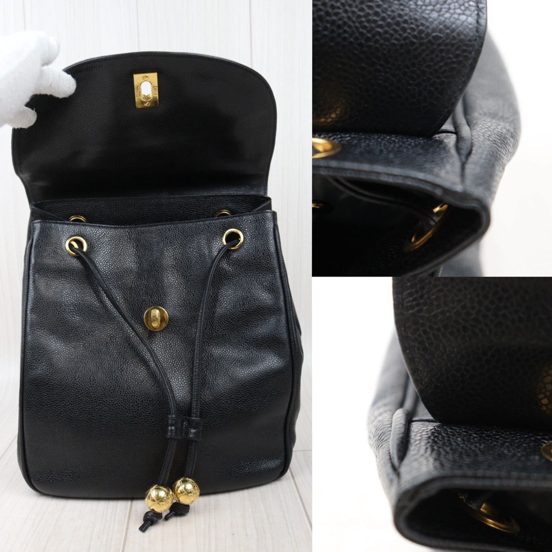 Rank A｜ CHANEL Caviar Skin  Backpack Gold Hardware Made in 1996-1997 Year ｜A24060501