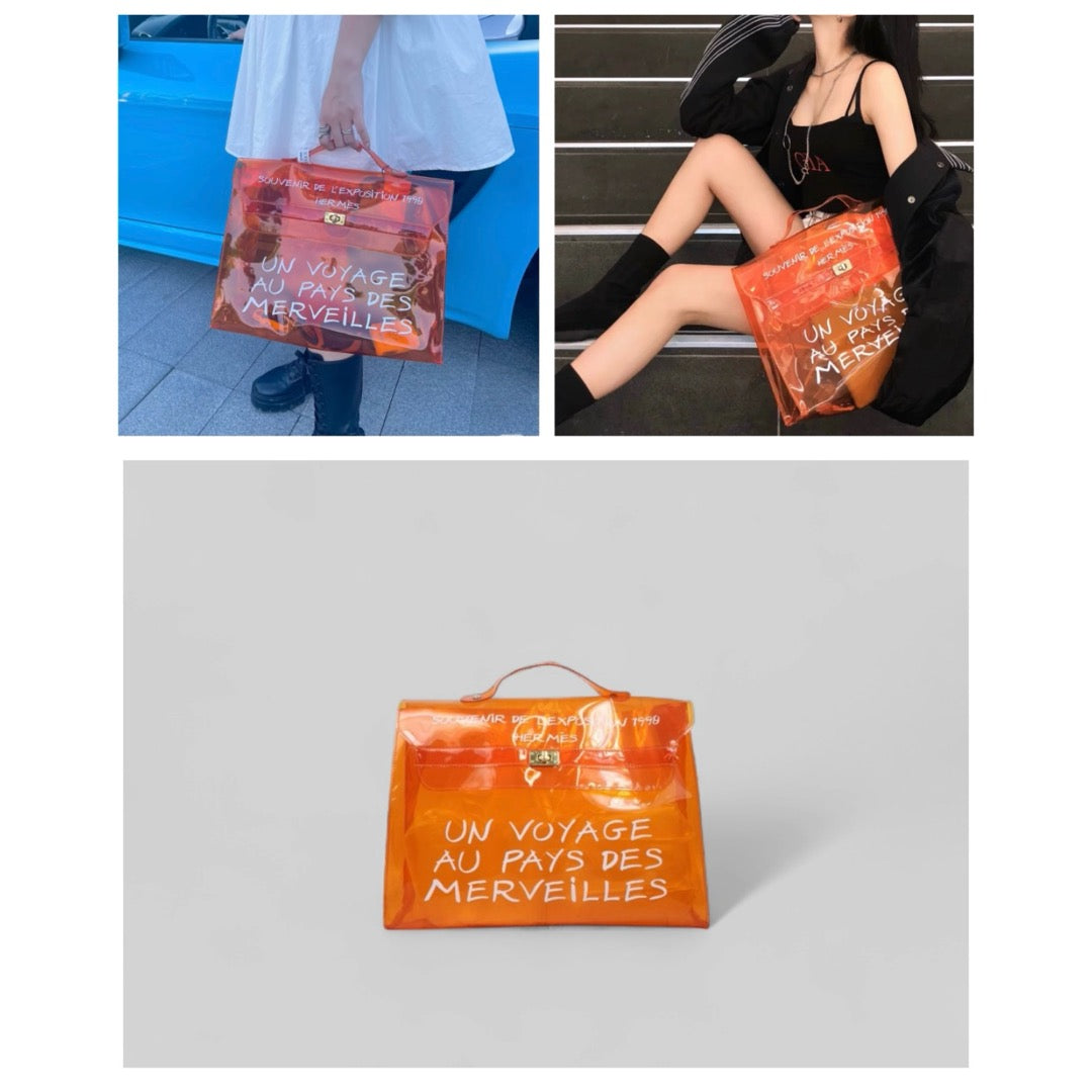 Very Good ( Rank A)｜ HERMES Kelly 40 Orange Vinyl Handbag Limited edition｜25042107