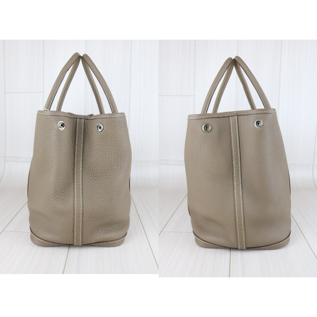 Good ( Rank AB)｜ HERMES Garden Party PM Taurillon Gray Handbag ◽︎O Stamp Made in 2011 Year ｜W25091101