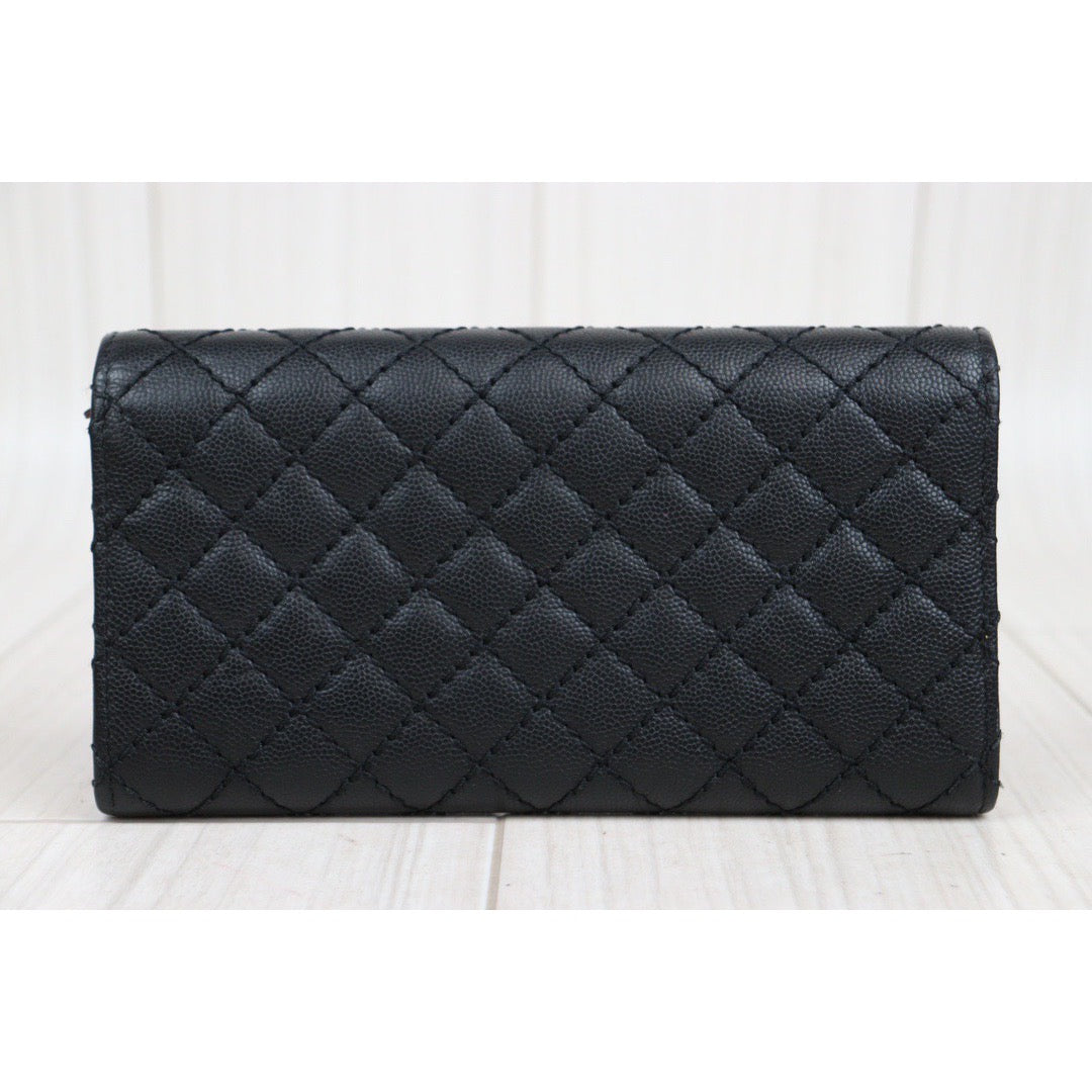 Rank A ｜Chanel Caviar Skin Black Long Wallet Made In 2015-2016 Year｜23112804