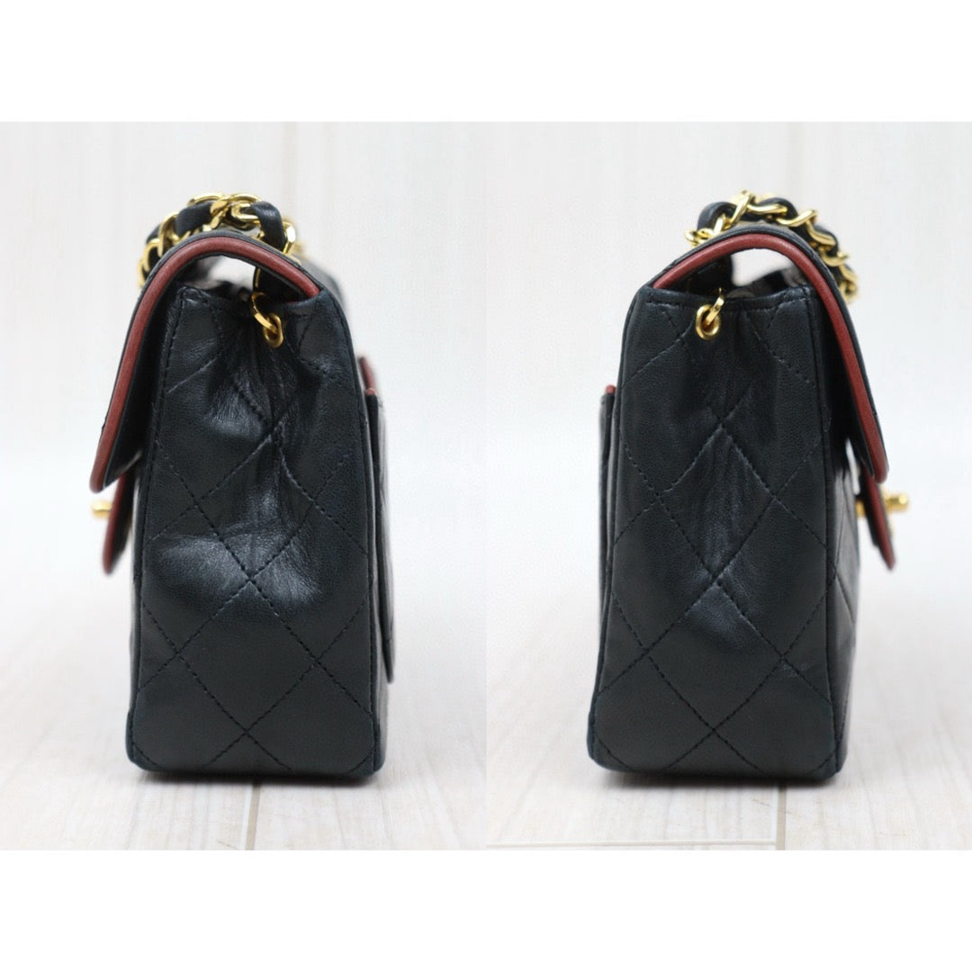 Good ( Rank AB)｜ CHANEL Lanbskin Square 17  Shoulder Bag Black Made In 1989～1991Year ｜P25012202