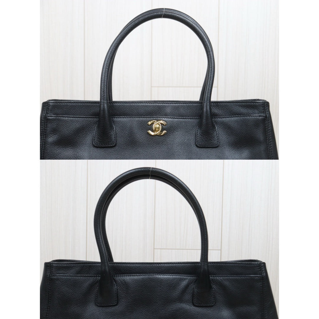 Good ( Rank AB) ｜CHANEL Calf Leather Cerf Tote Shoulder Bag Black Made in 2004-2005Year｜25112502