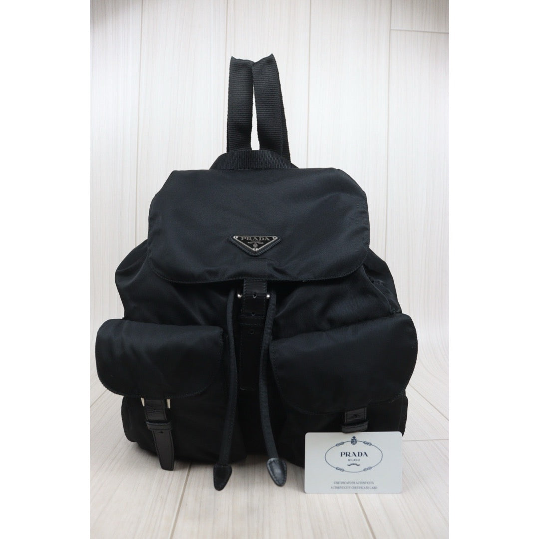 Include Entrupy Certificate of Authenticity｜Very Good ( Rank A) ｜Prada  Nylon Black Backpack Medium ｜26091405