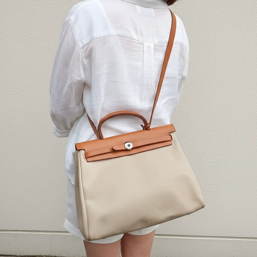 Include Entrupy Certificate of Authenticity｜Good ( Rank AB) ｜ HERMES Herbag PM Shoulder Bag □D Stamp Made In 2000Year｜26062918