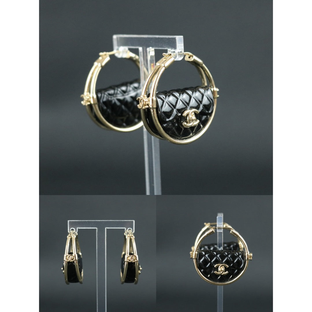 Include Authentic Detective Certificate of Authenticity｜Very Good ( Rank A) ｜ CHANEL B23C Coco Mark Loop Earrings Made In 2023Year ｜S26050711