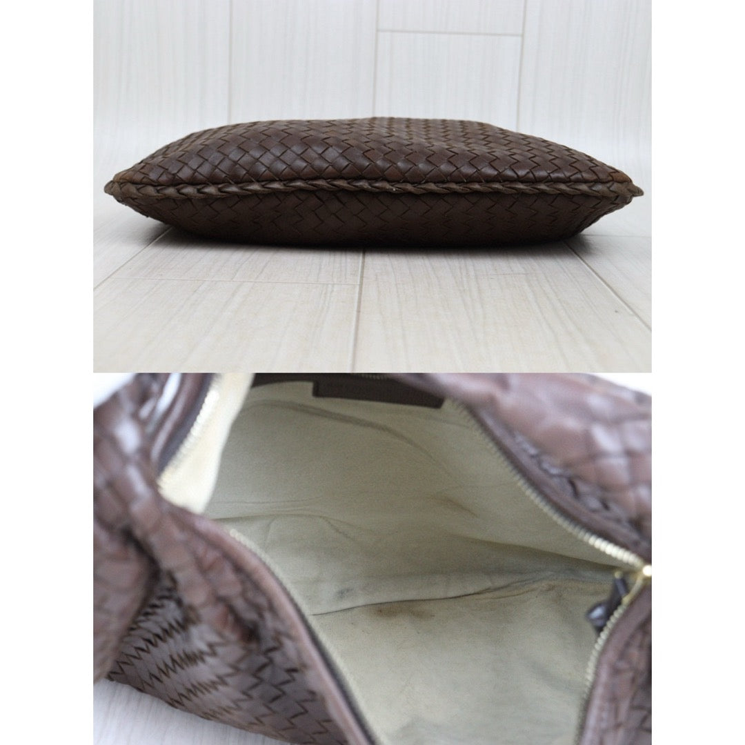 Good ( Rank AB)｜ Bottega Veneta Lamb Skin Braid Shoulder Bag Brown｜V25042417