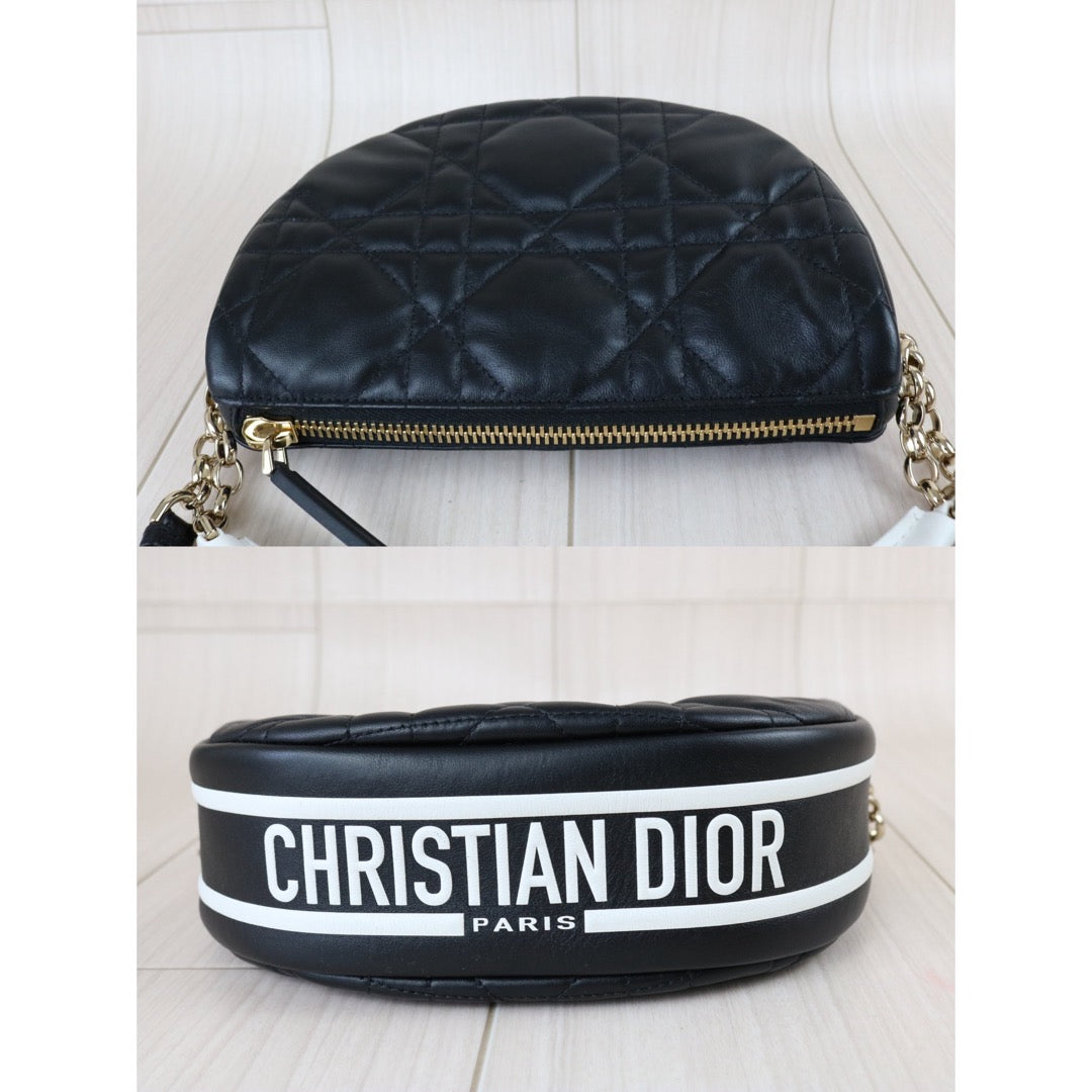 Include Entrupy Certificate of Authenticity｜Very Good ( Rank A) ｜  Dior Lady Dior Lamb Skin Vibe Hobo In Cannage Pattern Handbag  Shoulder Bag Black ｜Z26091607
