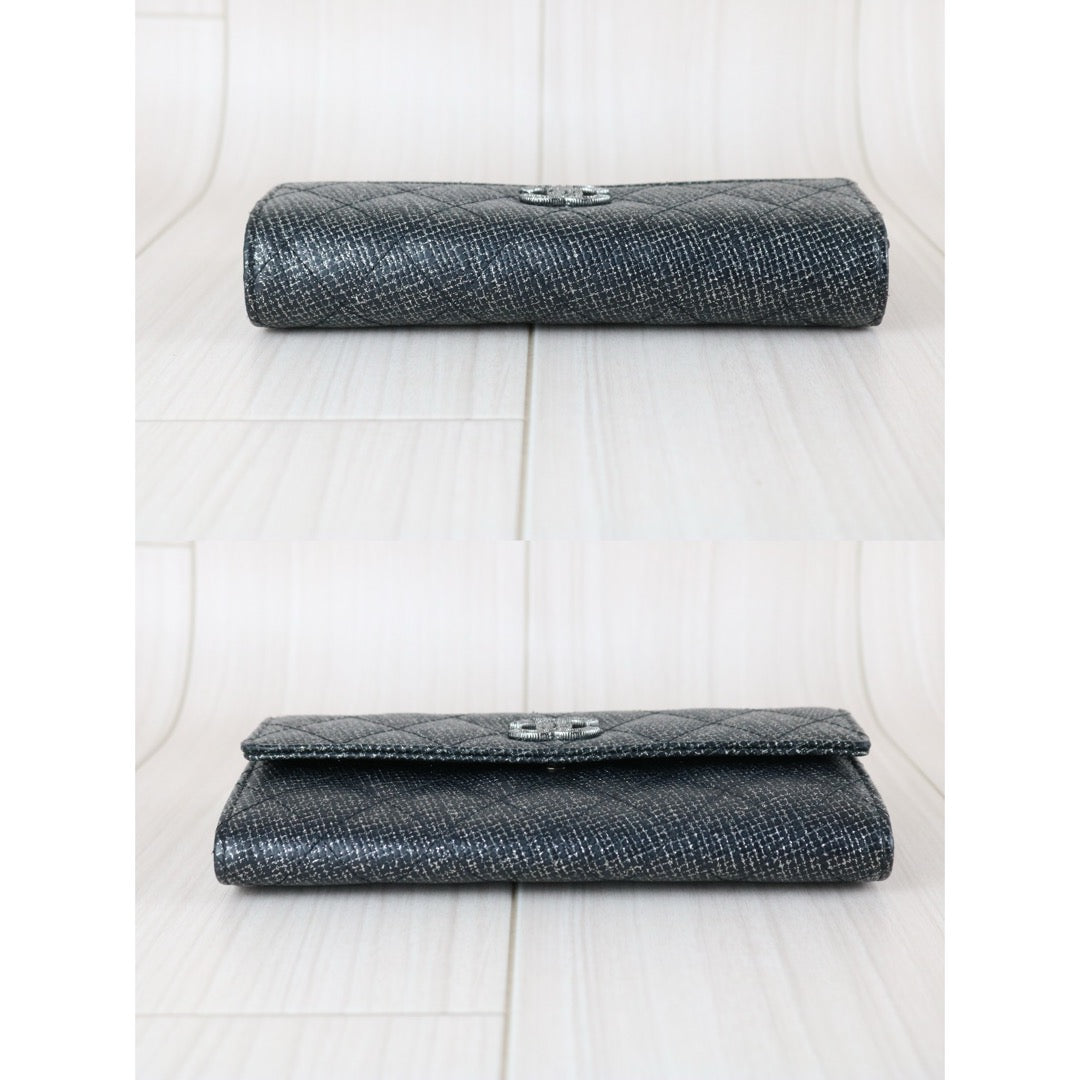 Excellent（Rank SA）｜CHANEL 2013 Earth Series Limited Edition Black Long Wallet Made In 2014 Year｜X25060309
