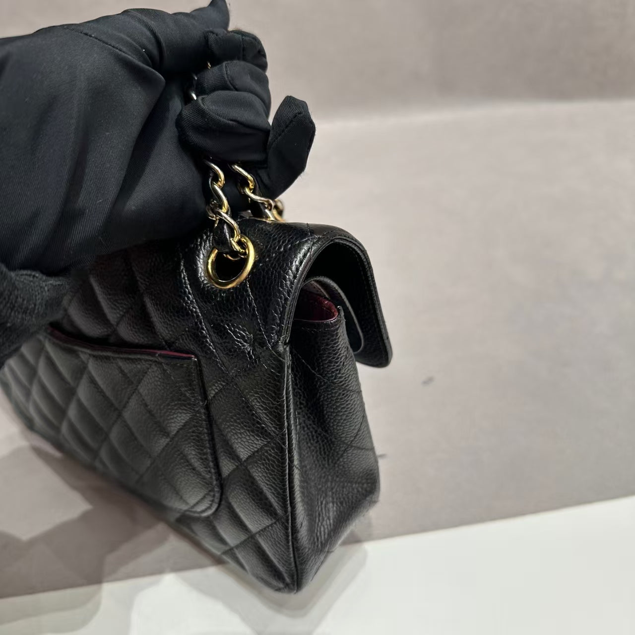 Very Good ( Rank A)｜CHANEL caviar Skin Matrasse Double Flap 23 Shoulder Bag Black