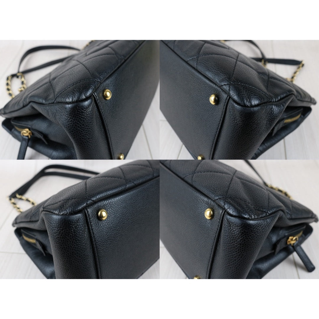 Include Entrupy Certificate of Authenticity｜Very Good ( Rank A)｜ CHANEL Caviar Skin  Matrasse Chain Tote Bag Black Made In 2012-2013Year｜X26051714
