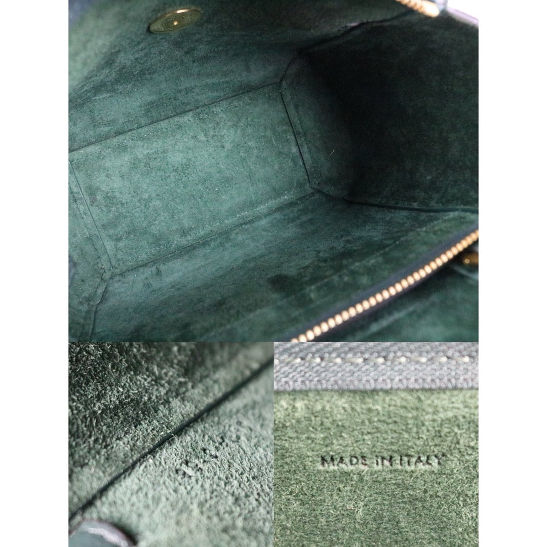 Excellent（Rank SA）｜CELINE Leather Calf Belt Nano Handbag Shoulder Bag Dark Green｜X25082407
