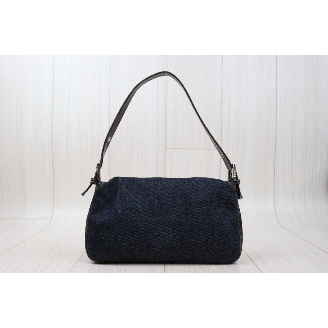 Rank AB ｜  FENDI Denim Baguette Shoulder Bag  ｜24040911