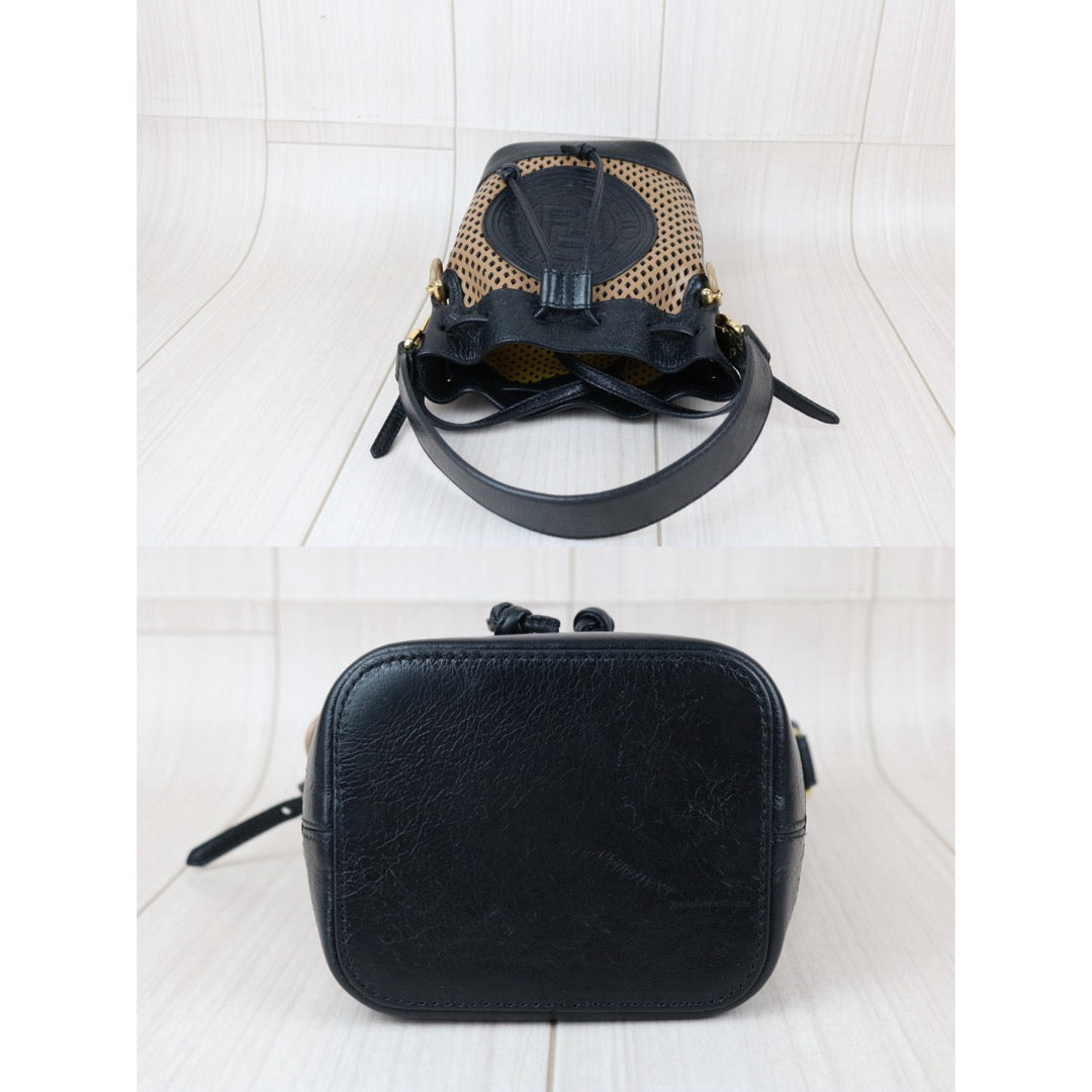 Include Entrupy Certificate of Authenticity｜Good ( Rank AB)｜ FENDI Perforated Mini Mon Tresor Bucket Bag｜X26070607