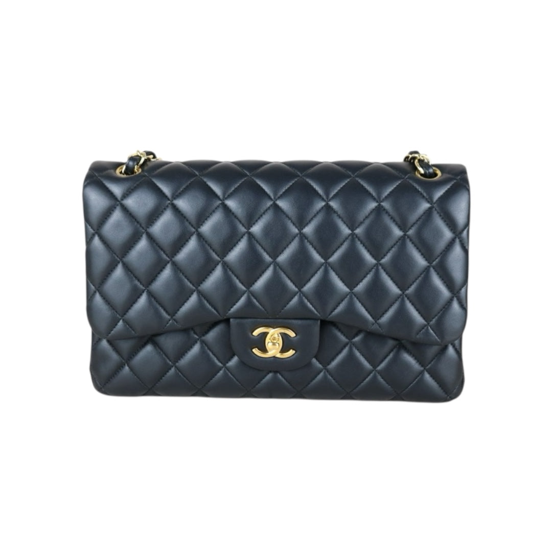 Very Good ( Rank A)｜ CHANEL Matrasse Chain Lamb Skin Jumbo Black  Made In 2014 Year｜S25092401