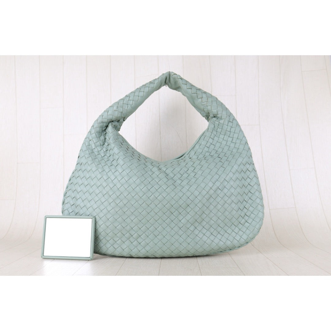 Include Entrupy Certificate of Authenticity｜Good ( Rank AB)｜ Bottega Veneta Lamb Skin Braid Shoulder Bag Glacier｜S26073106