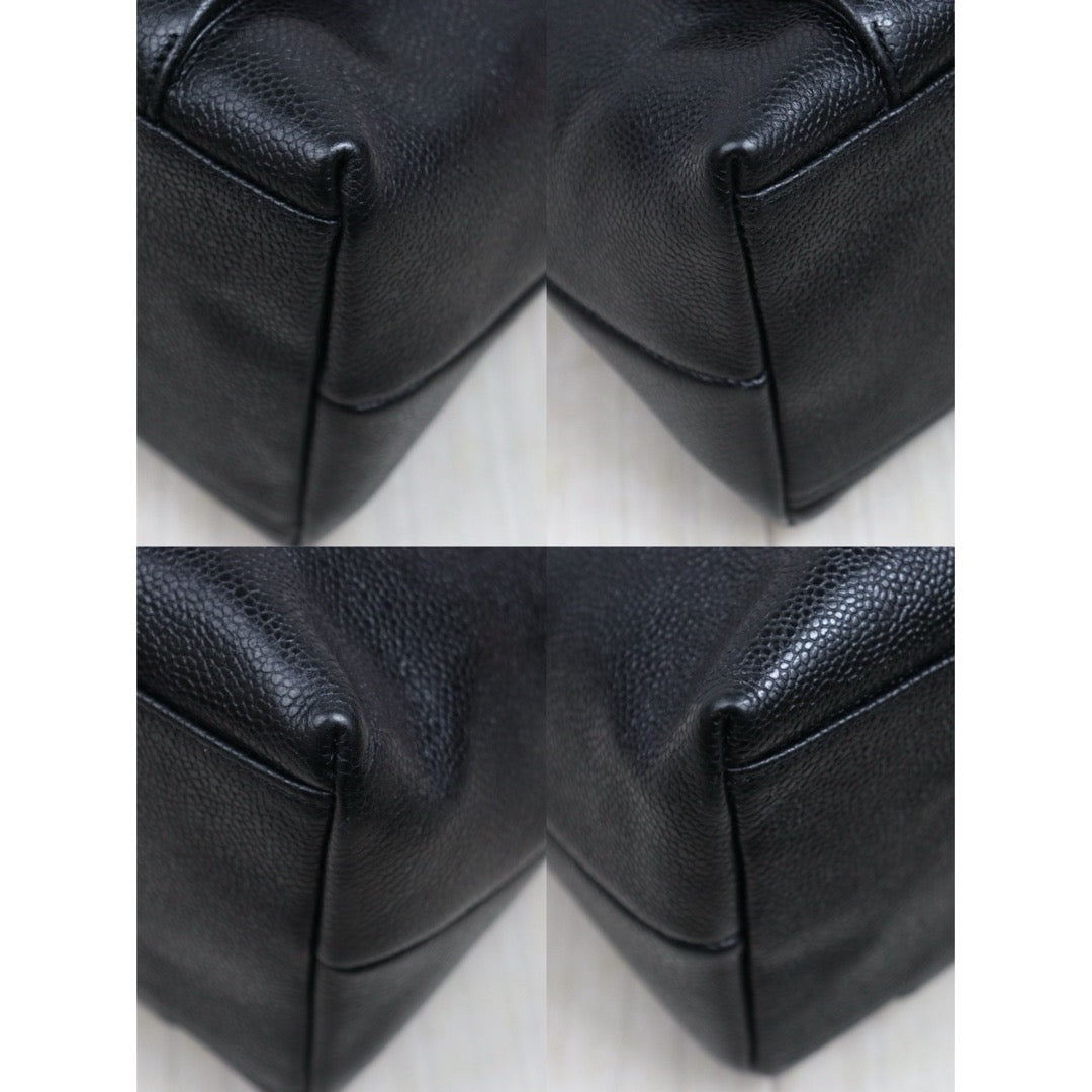 Include Entrupy Certificate of Authenticity｜Good ( Rank AB)｜ CHANEL Caviar Skin  Matrasse Chain Vintage Tote Shoulder Bag Black Made In 1994～1996Year｜S26052302