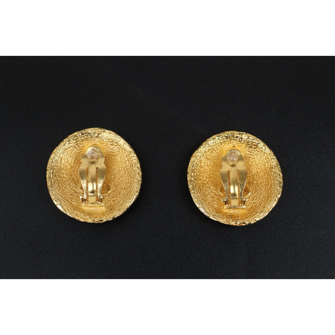 Very Good ( Rank A) ｜ CHANEL Coco Mark  Weave Gold Earrings Made In 1992Year ｜25111004