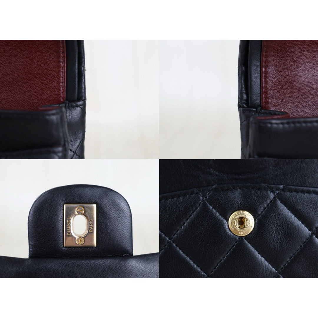 Good ( Rank AB)｜CHANEL Lamb Skin Matrasse Chain Double Flap 23 Shoulder Bag Black Made In 1989-1991Year｜H26013001