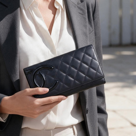 Include Entrupy Certificate of Authenticity｜Good ( Rank AB) ｜ CHANEL Cambon Long Wallet Black Made In 2013-2014 Year｜Z26101102