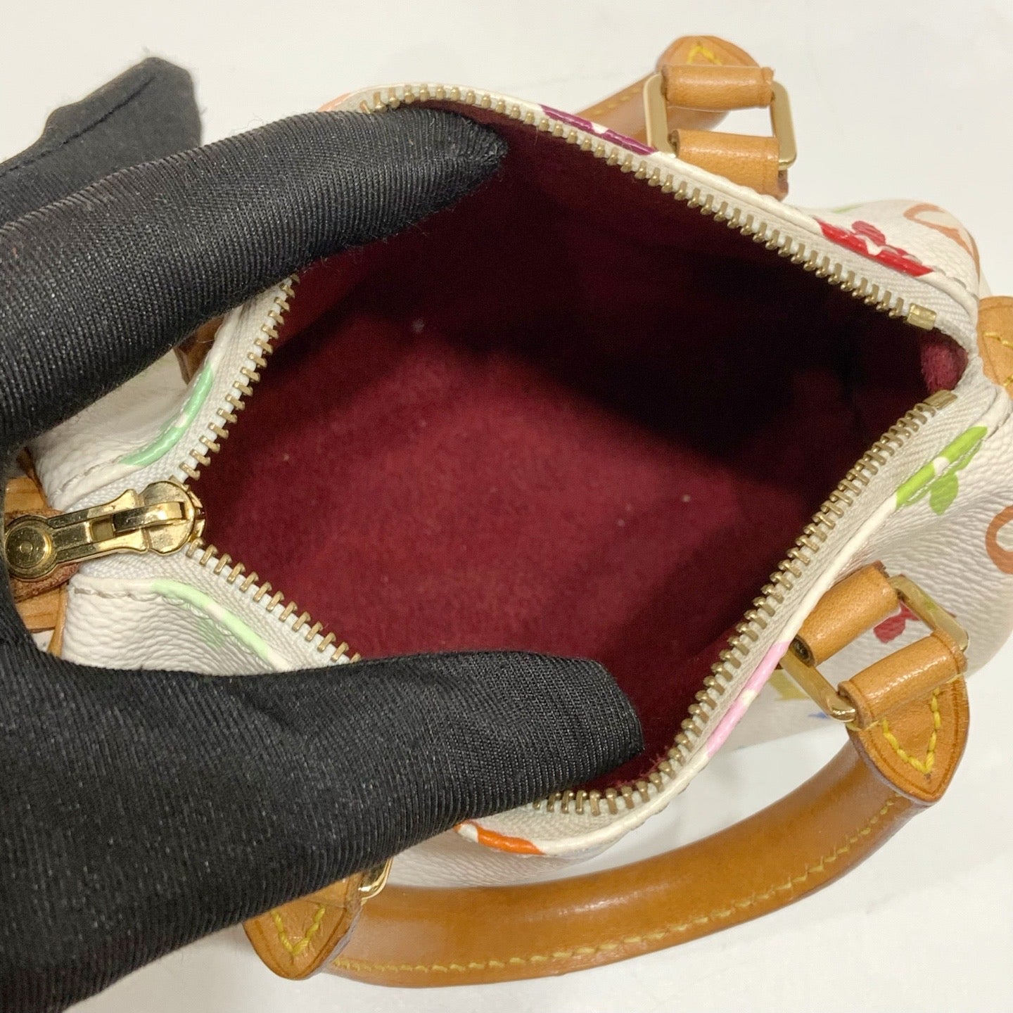 LV Monogram Mini Speedy Multicolor Handbag Ｗhite