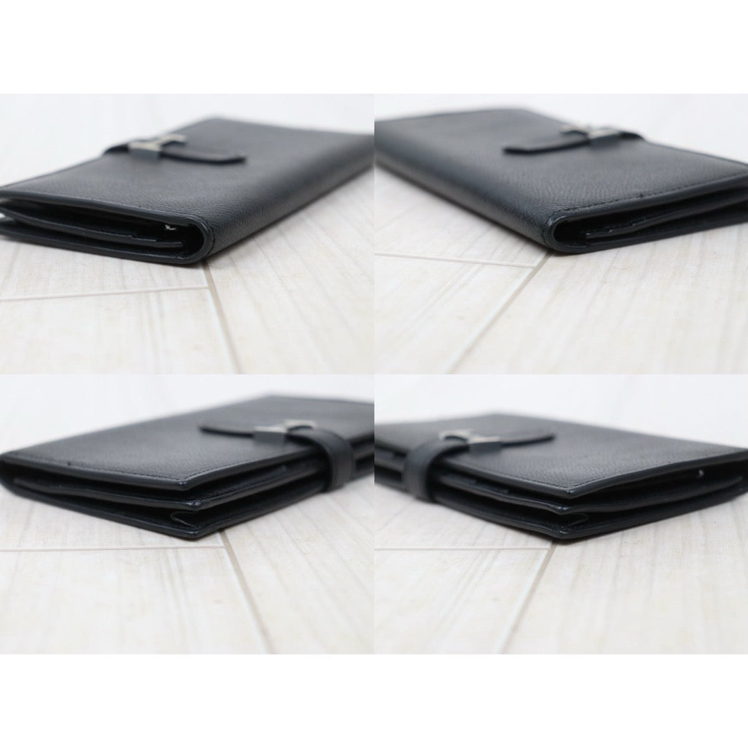 Good ( Rank AB)｜ HERMES  Epsom Leather Long Bearn Wallet Black □P Stamp Made In 2012Year｜S25110419