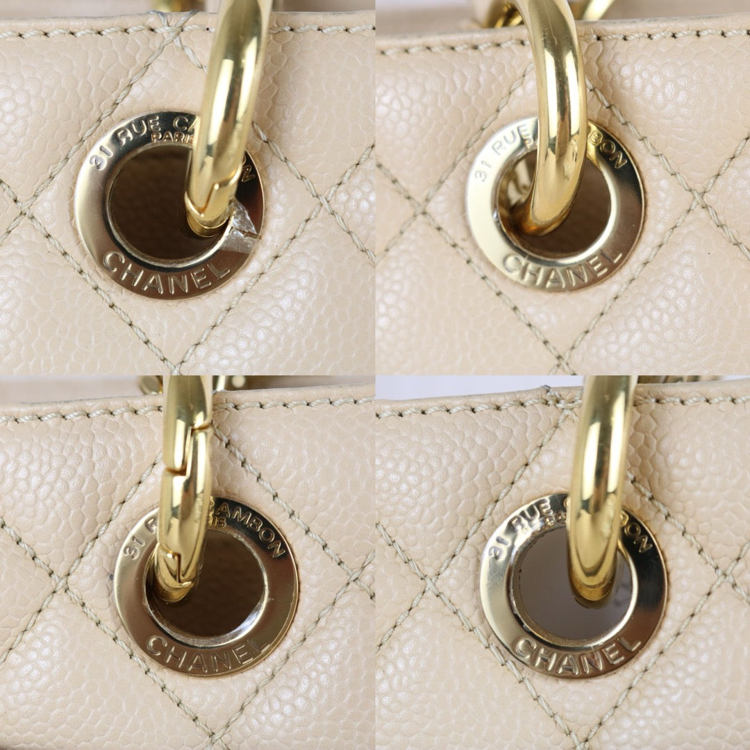 Very Good ( Rank A) ｜ CHANEL Caviar Skin Matrasse Chain GST Tote Bag  Beige  Made In 2010-2011Year｜S25122306
