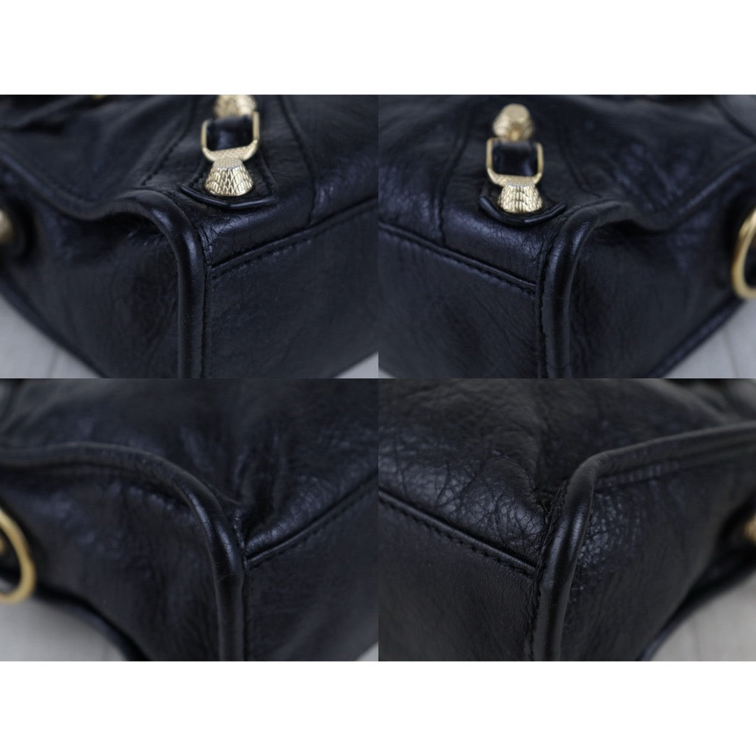 Very Good ( Rank A)｜Balenciaga Goatskin  Edge Classic City PM Black HandBag Shoulder Bag Current Model ｜S26020401