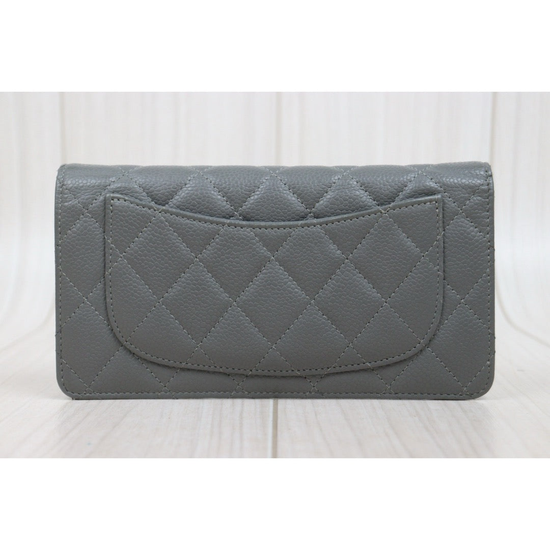 Good ( Rank AB)｜Chanel Caviar Skin Grey Long Wallet Made In 2009-2010Year ｜26010904
