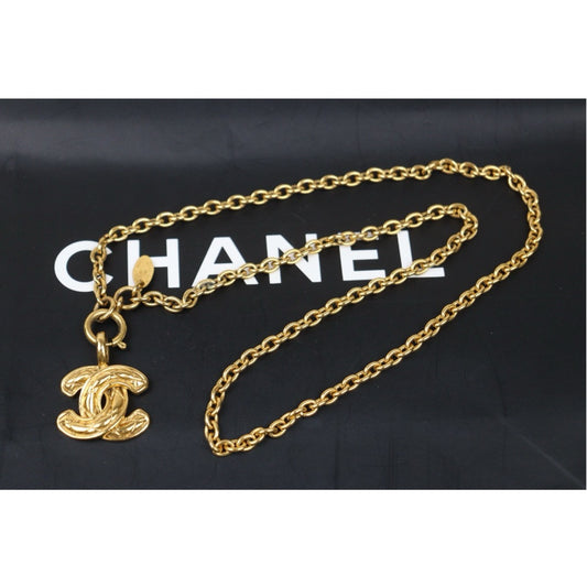 Very Good ( Rank A) ｜ CHANEL Coco Mark 24K Gold Plated Necklace｜W24121301