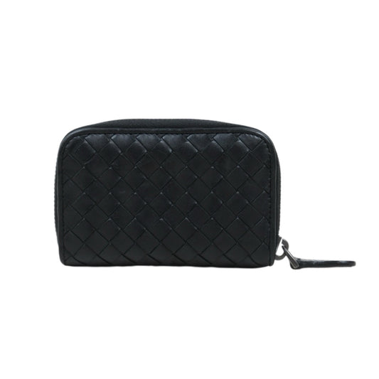 Good ( Rank AB)｜ Bottega Veneta Lamb Skin Braid Black Wallet Card Holder Coin Purse｜25090111