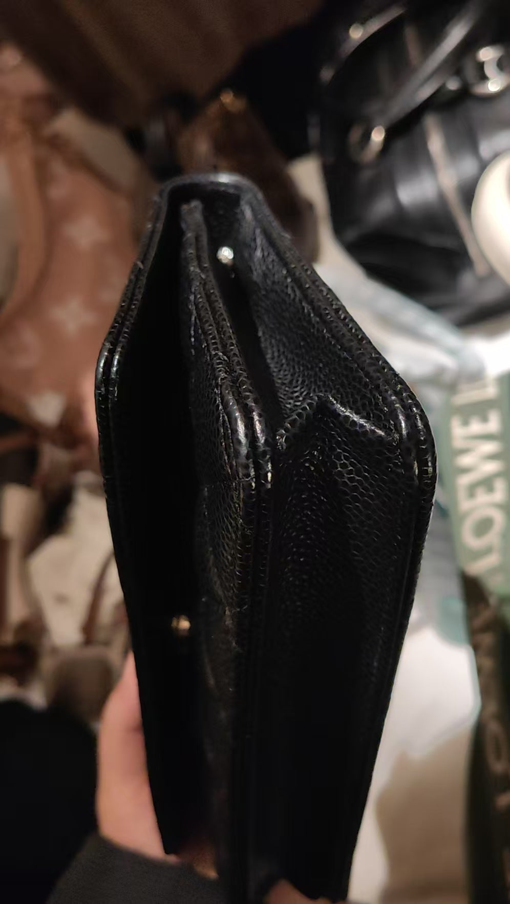 CHANEL Matelasse Caviar Skin Chain Wallet Black Silver Hardware Made in 2021-2022 Year