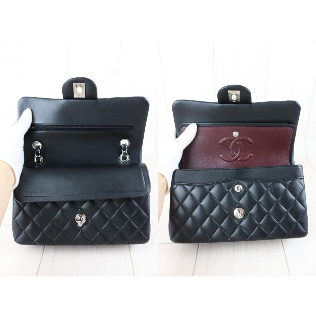 Include Entrupy Certificate of Authenticity｜Very Good ( Rank A)｜ CHANEL Lamb Skin Matrasse Chain Double Flap 23 Shoulder Bag  Black IC Chips Model｜S26091614