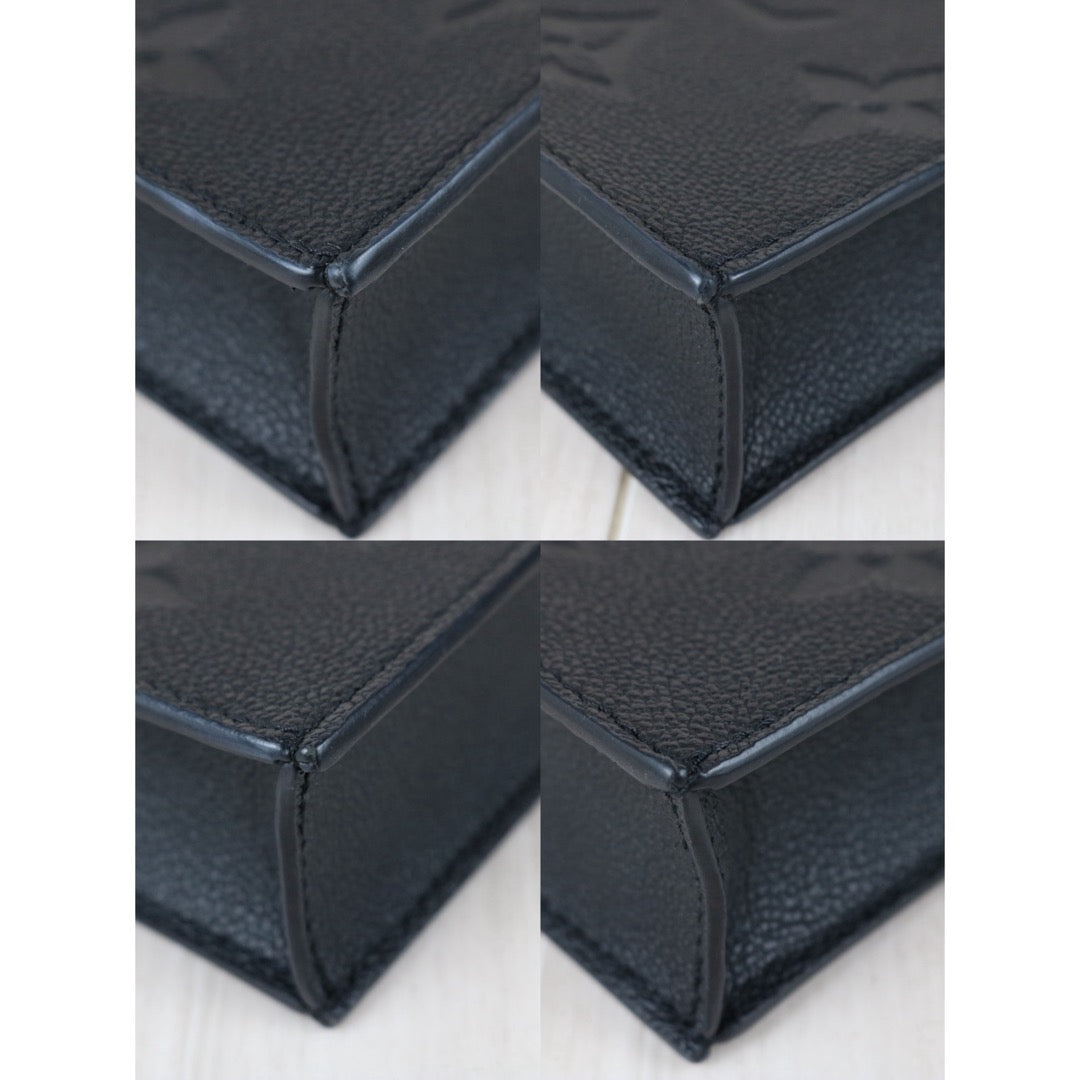 Include Entrupy Certificate of Authenticity｜Very Good ( Rank A)｜Louis Vuitton Monogram Empreinte Petit Sac Plat MINI Tote Bag Shoulder Bag Black IC Chips Model｜S26053006