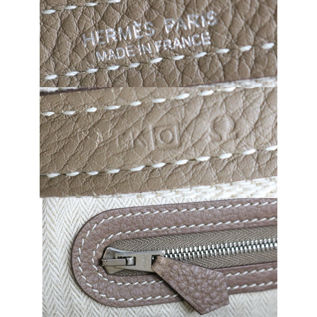 Good ( Rank AB)｜ HERMES Garden Party PM Taurillon Gray Handbag ◽︎O Stamp Made in 2011 Year ｜W25091101