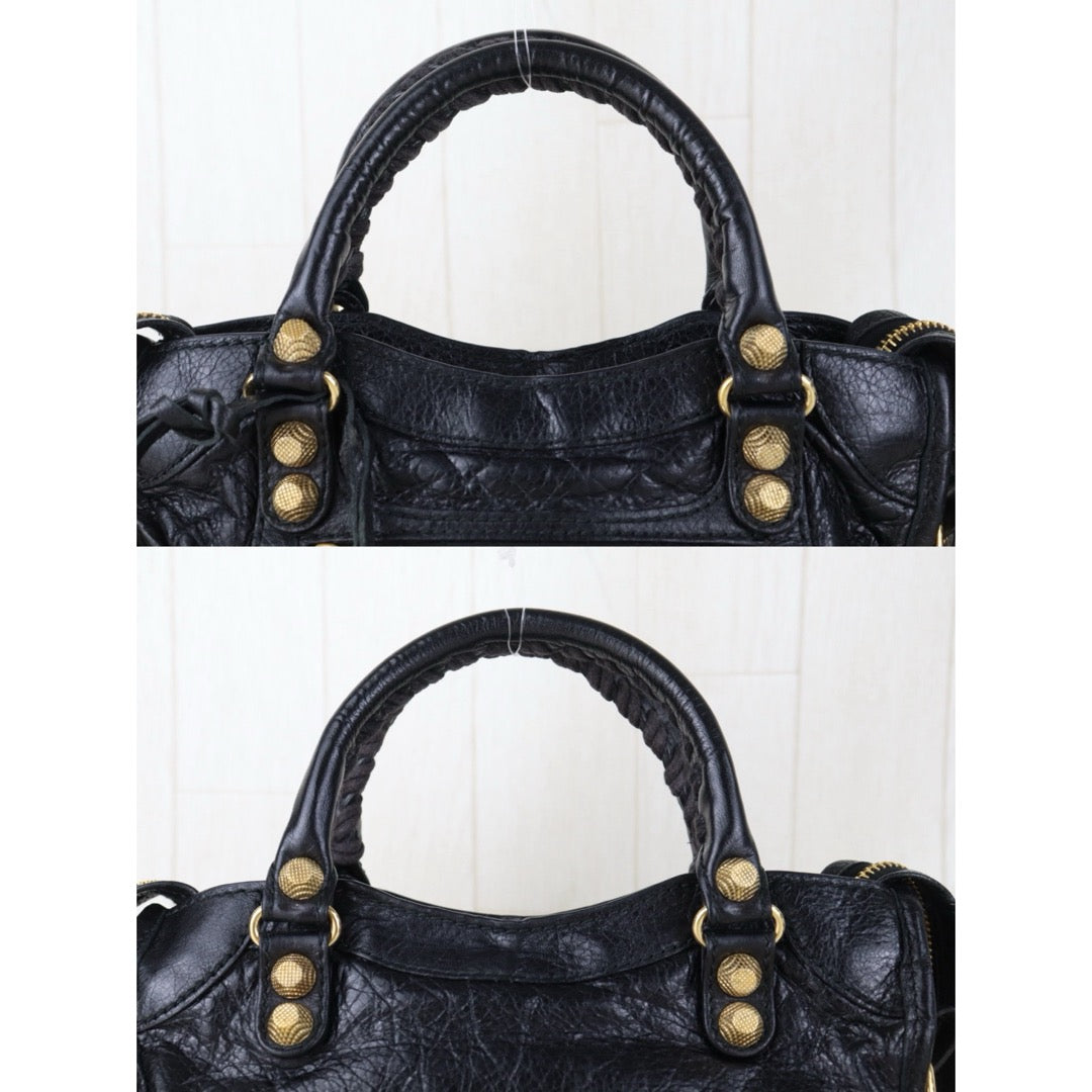 Include Entrupy Certificate of Authenticity｜Very Good ( Rank A)｜Balenciaga Gaint Mini Citty  Black HandBag Shoulder Bag ｜S26072524