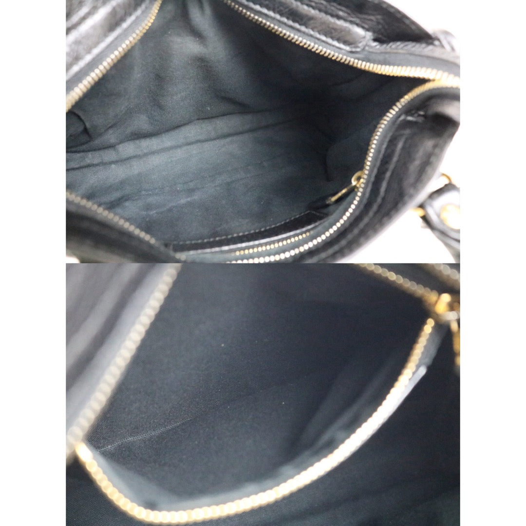 Include Entrupy Certificate of Authenticity｜Good ( Rank AB)｜Balenciaga Oiled Leather Gaint Classic Mini City Handbag Shoulder Bag Black｜S26052502