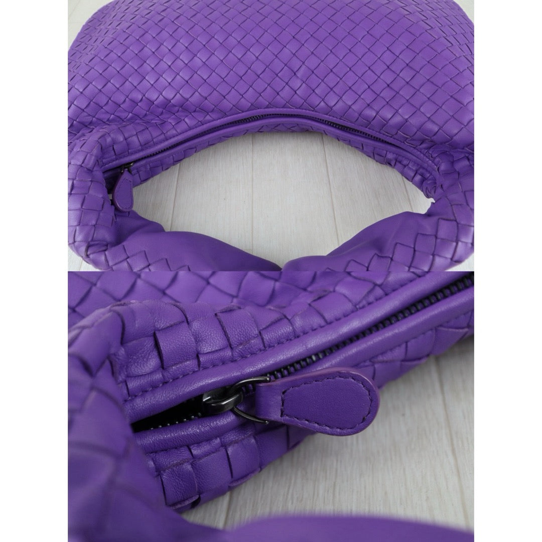 Include Entrupy Certificate of Authenticity｜Very Good ( Rank A)｜ Bottega Veneta Lamb Skin Braid Shoulder Bag  Purple｜S26051801