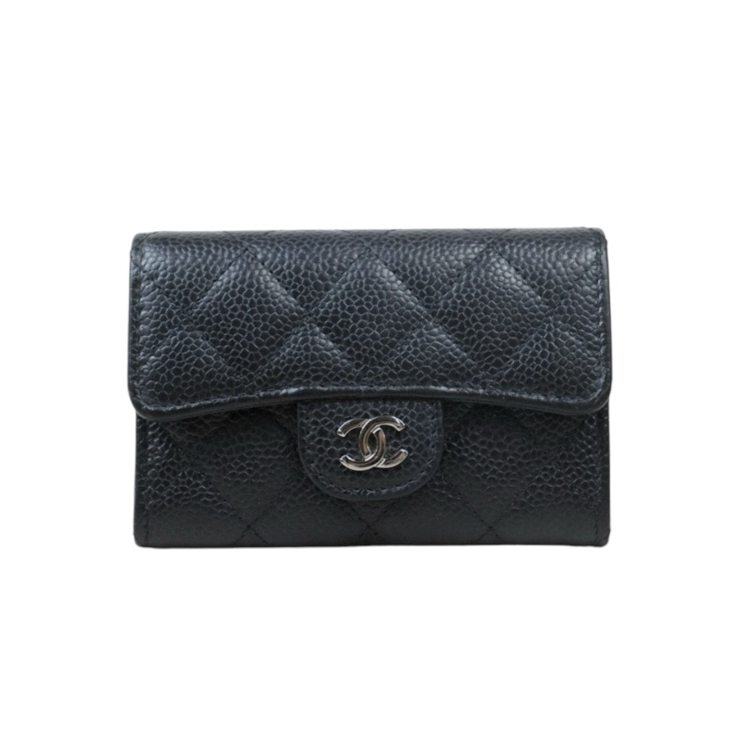 Good ( Rank AB)｜CHANEL Caviar Skin Leather Calf Leather  Card Holder Black Made In 2018 Year｜24110722