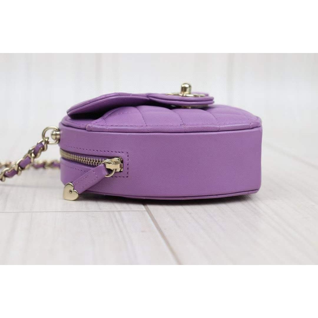 For Mei Decor only CHANEL Matlasse Heart Purple  Shoulder Bag  ｜V24031230