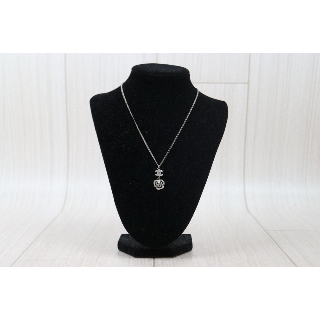 Very Good ( Rank A)｜ CHANEL COCO Mark Silver Plating Diamond Necklace  ｜P24110119