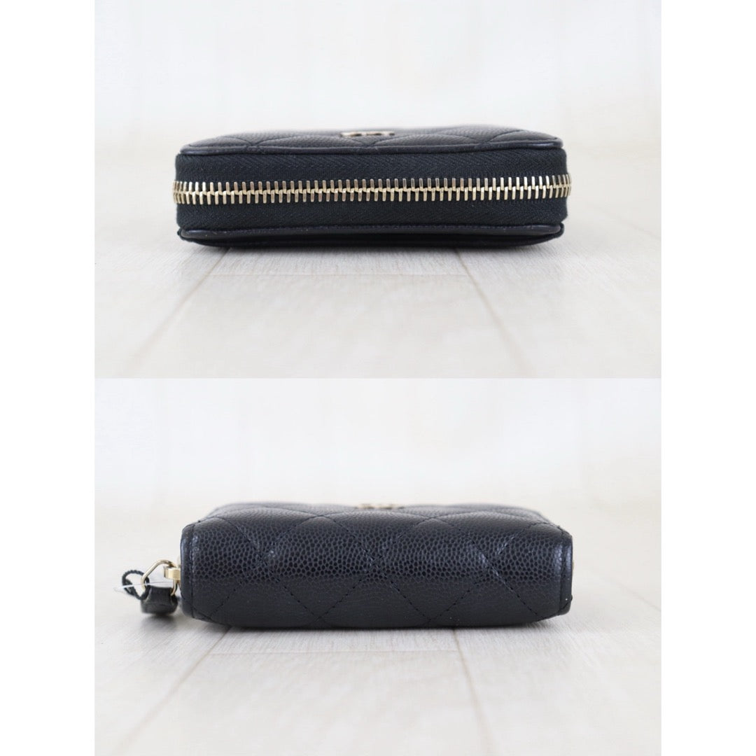 Include Entrupy Certificate of Authenticity｜Good ( Rank AB)｜CHANEL Caviar Skin Black Zipper Wallet Made In 2018-2019Year｜Z26101203